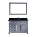 Victoria 48" Single Bathroom Vanity in Grey with Black Galaxy Granite Top and Square Sink with Polished Chrome Faucet and Mirror - B07D3ZCCJ2